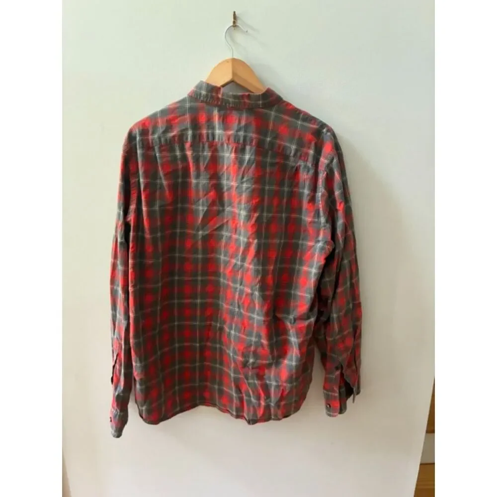 J.Crew Plaid Button-Down Shirt | Men's XL | 100% Cotton | Red & Charcoal Plaid